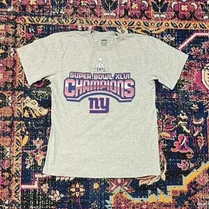 New York Giants Super Bowl XLVI Champions 2012 NFL Football T-Shirt Reebok Large